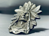 Heavy 44 Grams San Felipe Sterling Silver Chief Ring-Nativo Arts
