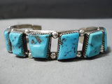 Important Vintage Native American Navajo Jerr Roan Turquoise Sterling Silver Bracelet Old-Nativo Arts
