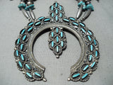 Women's Vintage Native American Navajo Needle Turquoise Sterling Silver Squash Blossom Necklace-Nativo Arts
