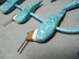 One Of The Best Vintage Santo Domingo Native American Navajo Turquoise Hummingbord Necklace-Nativo Arts