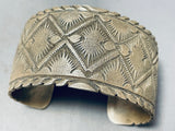 Heavy 108 Gram Native American Navajo Sterling Silver Rug Signed Bracelet Cuff-Nativo Arts