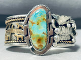 One Of The Most Detailed Ever Native American Navajo Royston Turquoise Sterling Silver Bracelet-Nativo Arts