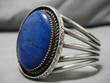 Huge Vintage Navajo Lapis Sterling Silver Native American Bracelet Old-Nativo Arts