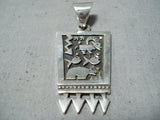 Amazing Santo Domingo Native American Sterling Silver 14k Gold Pendant-Nativo Arts