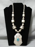 Opulent Vintage Native American Navajo Turquoise Sterling Silver Tubule Necklace-Nativo Arts