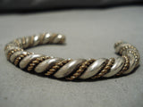 Thick Heavy Vintage Native American Navajo Two Tone Twist Sterling Silver Bracelet-Nativo Arts