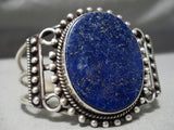 Huge Vintage Native American Navajo Moonlight Lapis Sterling Silver Bracelet Cuff Old-Nativo Arts