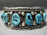 Amazing Vintage Native American Navajo Sterling Silver Turquoise Bracelet Cuff-Nativo Arts