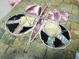 Native American Important Santo Domingo Signed Purple Shell Turquoise Butterfly Necklace-Nativo Arts