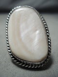 Huge Vintage Navajo Pearl Sterling Silver Native American Ring-Nativo Arts