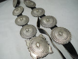 Harry Joe Hand Tooled Vintage Native American Navajo Sterling Silver Concho Belt Old-Nativo Arts