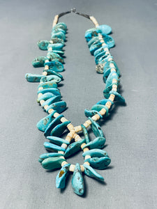 One Of Most Unique Vintage Native American Navajo Old Jacla Chunk Turquoise Necklace-Nativo Arts