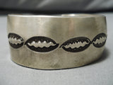 Important All Silver Vintage Native American Navajo Sterling Silver Em Bill Bracelet Old-Nativo Arts