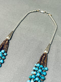 Dynamic Vintage Native American Navajo Kingman Turquoise Sterling Silver Necklace-Nativo Arts
