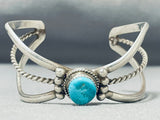 Fascinating Vintage Native American Hopi Blue Gem Turquoise Sterling Silver Bracelet-Nativo Arts