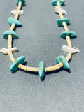 Traditional Vintage Native American Zuni Blue Gem Turquoise Sterling Silver Fetish Necklace-Nativo Arts