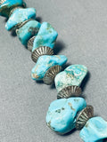 Rare Hogan Sterling Silver Bead Vintage Native American Navajo Turquoise Nugget Necklace-Nativo Arts