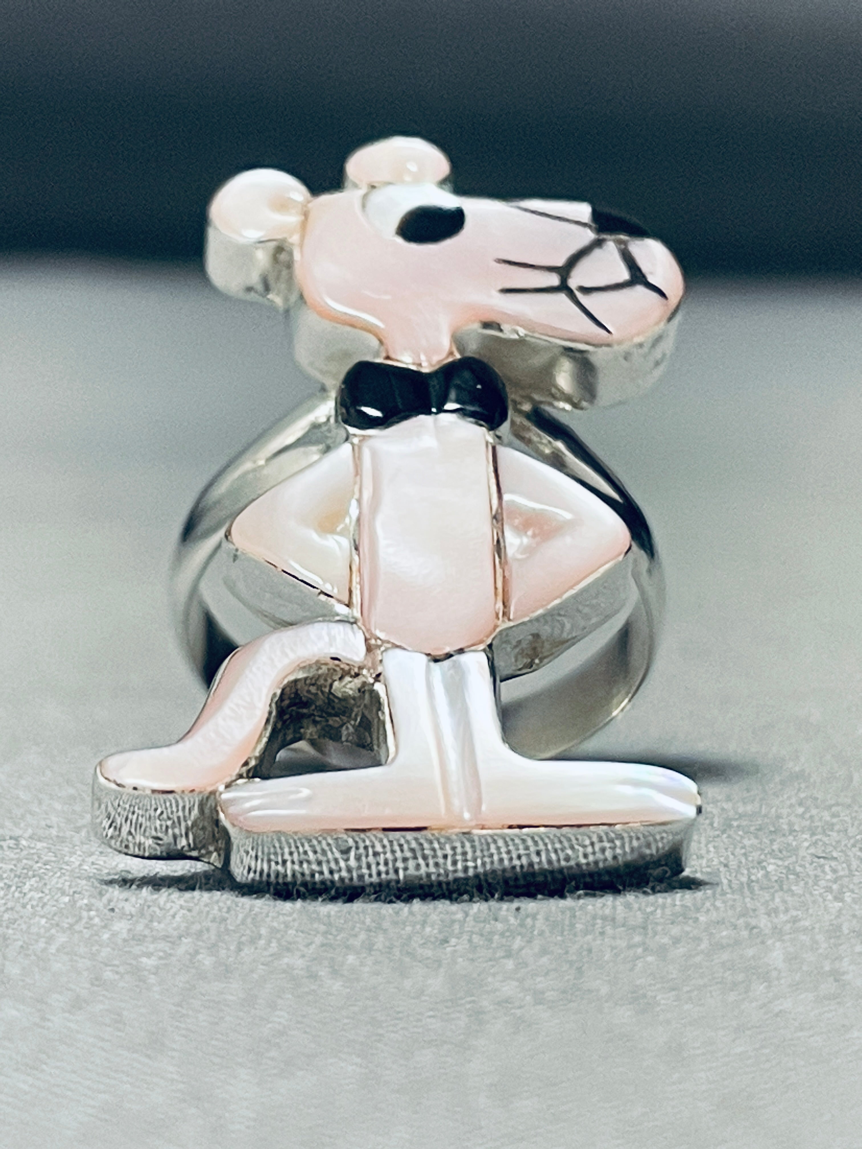 Pink Panther Very Unique Native American Zuni Pink Shell Sterling