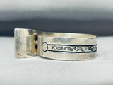 One Of The Most Unique Ever Vintage Native American Navajo Croal Sterling Silver Hinge Bracelet-Nativo Arts