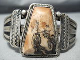 Early Vintage Native American Navajo Petrified Wood Sterling Silver Bracelet Old-Nativo Arts