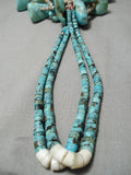 Huge Heavy Vintage Native American Navajo Royston Turquoise Jacla Necklace Old-Nativo Arts