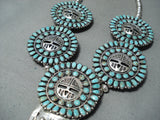 Best Vintage Native American Navajo Turquoise Kachina Sterling Silver Squash Blossom Necklace-Nativo Arts