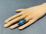 Fascinating Vintage Native American Navajo Kingman Turquoise Sterling Silver Huge Ring-Nativo Arts