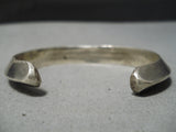 Thick Heavy Vintage Native American Navajo Sterling Silver Triangular Shank Bracelet Old Cuff-Nativo Arts