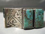 Important Vintage Native American Navajo Richard Tsosie Turquoise Sterling Silver Bracelet-Nativo Arts