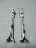 Dramatic Navajo Turquoise Sterling Silver Earrings Native American-Nativo Arts