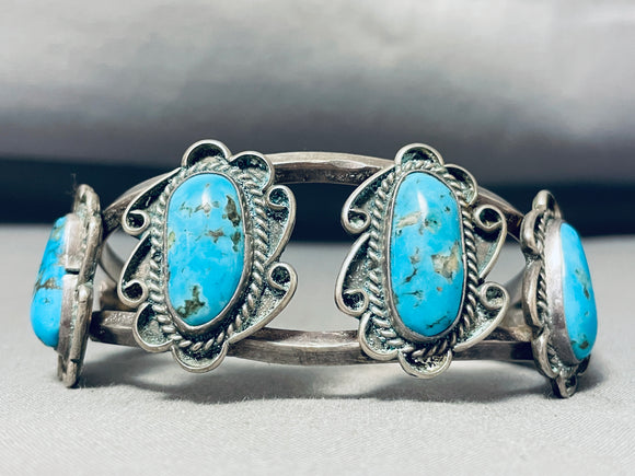 Beautiful Vintage Native American Navajo Pilot Mountain Turquoise Sterling Silver Bracelet-Nativo Arts