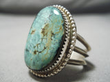 Amazing Vintage Native American Navajo Green Spiderweb Turquoise Sterling Silver Ring-Nativo Arts