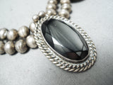 Wilson Yazzie Vintage Native American Navajo Black Onyx Sterling Silver Necklace Old-Nativo Arts