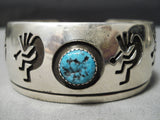 Dancing Kokopelli Vintage Native American Navajo Turquoise Sterling Silver Bracelet-Nativo Arts