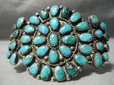 Statement Vintage Native American Navajo Turquoise Cluster Authentic Sterling Silver Bracelet-Nativo Arts