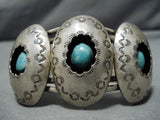 Amazing Vintage Navajo Turquoise Sterling Silver Native American Bracelet Old-Nativo Arts
