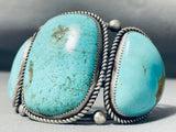 Signed Heavy Vintage 116 Gram Native American Navajo Turquoise Sterling Silver Bracelet-Nativo Arts