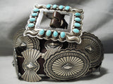 Important Gary Reeves Vintage Native American Navajo Turquoise Sterling Silver Concho Belt Old-Nativo Arts