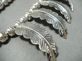 Kenny Ray Vintage Native American Navajo #8 Turquoise Sterling Silver Squash Blossom Necklace-Nativo Arts
