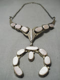 One Of The Best Vintage Native American Navajo Pink Shell Sterling Silver Necklace Old-Nativo Arts