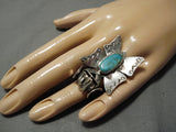 Important Nel Morton Kachina Native American Navajo Sterling Silver Turquoise Ring-Nativo Arts