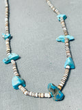 Outstanding Vintage Native American Navajo 7 Turquoise Heishi Sterling Silver Choker Necklace-Nativo Arts