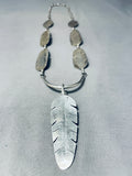 One Of The Best Vintage Native American Navajo Leaf Turquoise Sterling Silver Necklace-Nativo Arts