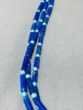 Tubule Lapis Turquoise Sterling Silver Native American Navajo Heishi Necklace-Nativo Arts