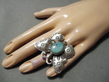 Impressive Native American Navajo Royston Turquoise Sterling Silver Butterfly Ring-Nativo Arts