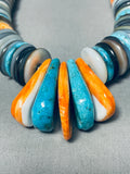 272 Grams Dropdead Gorgeous Santo Domingo Turquoise Sterling Silver Necklace-Nativo Arts