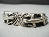 Detailed Heavy Vintage Native American Navajo Lizard Sterling Silver Bracelet-Nativo Arts