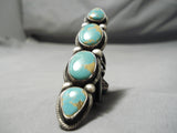 Tallest Craziest Vintage Native American Navajo Turquoise Sterling Silver Ring-Nativo Arts