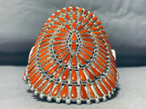 Important Huge Native American Navajo Mediterranean Coral Sterling Silver Bracelet-Nativo Arts