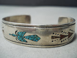 One Of Most Rare Vintage Native American Navajo Thomas Singer Turquoise Sterling Silver Bracelet-Nativo Arts